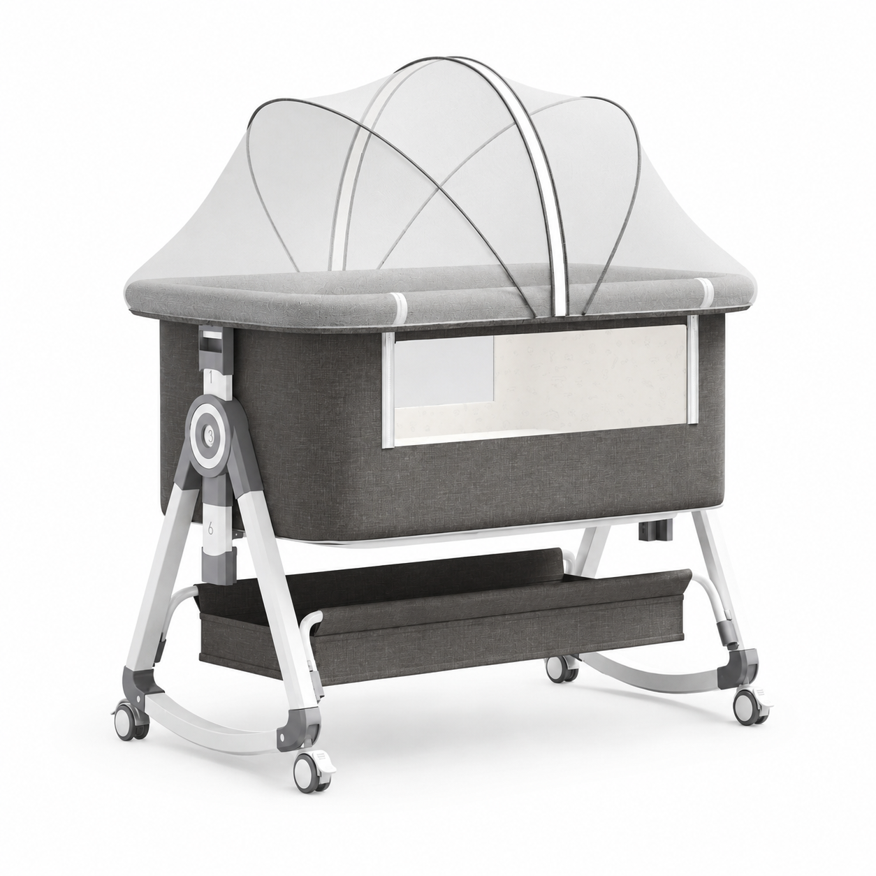 3-in-1 Baby Bedside Sleeper with Wheels for Babies 0-36 Months