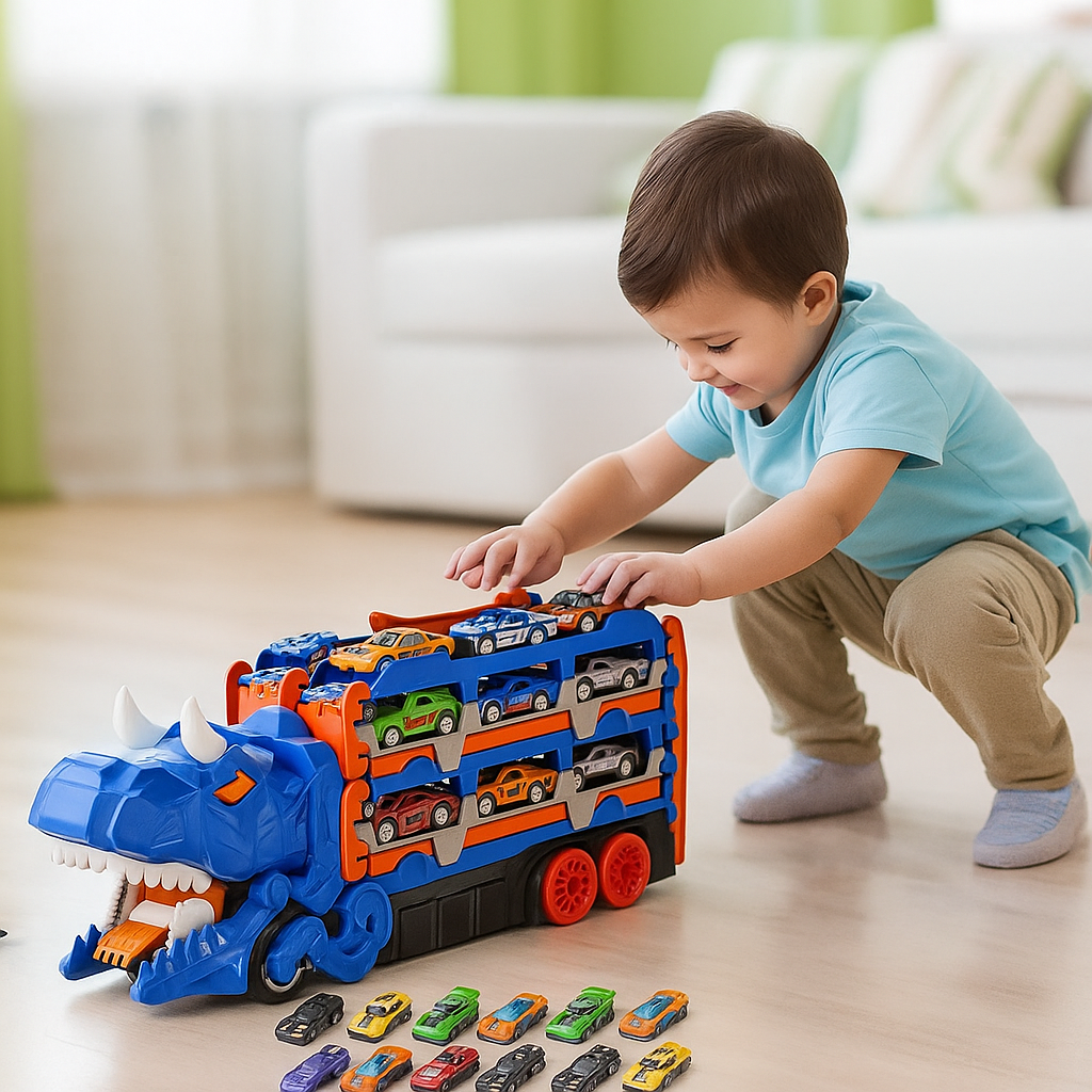 2-in-1 Dinosaur Garage Kids' Car Track | VroomDino