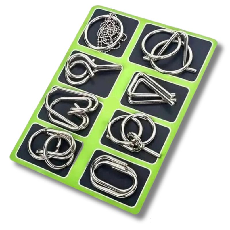 Metal Brain Teaser Puzzle Set, 8 Pieces