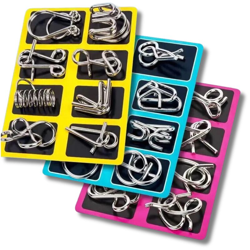 Metal Brain Teaser Puzzle Set, 8 Pieces
