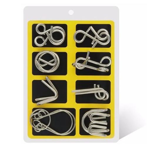 Metal Brain Teaser Puzzle Set, 8 Pieces