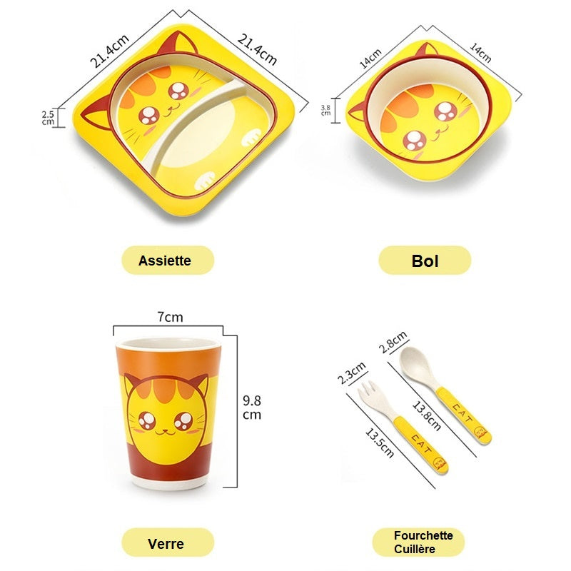 Coffret Repas Bébé à Motifs d'Animaux