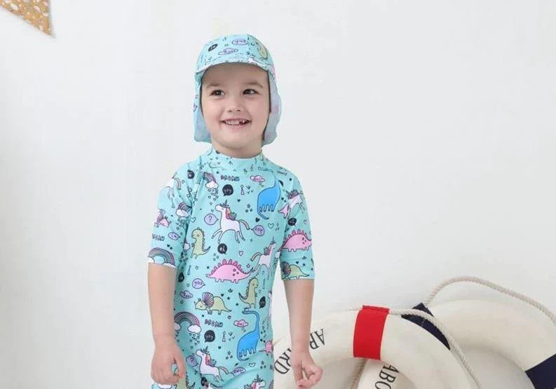 Baby Anti-UV Swimsuit for Boys and Girls with Animal Print