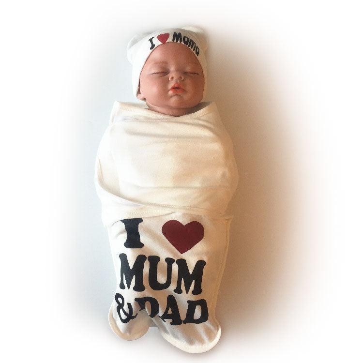 Couverture d'emmaillotage "I love Mum & Dad"