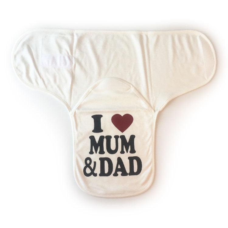 Couverture d'emmaillotage "I love Mum & Dad"