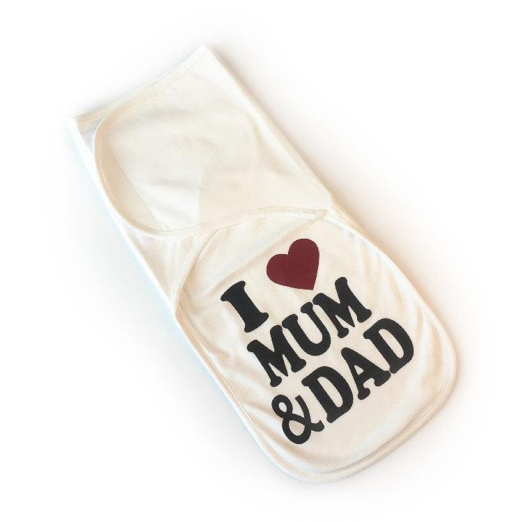 Couverture d'emmaillotage "I love Mum & Dad"