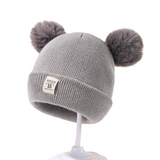 Bonnet Bébé Hiver avec Double Pompons