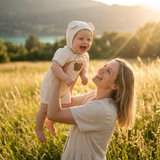 Ensemble Barboteuse + Bonnet Bébé Ourson