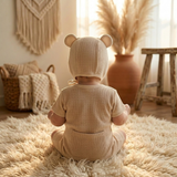 Ensemble Barboteuse + Bonnet Bébé Ourson