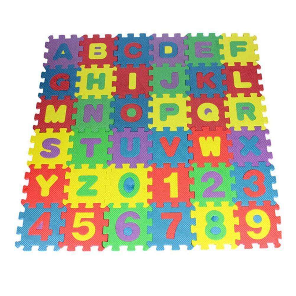 Tapis de Puzzle en Mousse Mini 36 Pièces (Tuiles d'Apprentissage de l'Alphabet et des Chiffres)