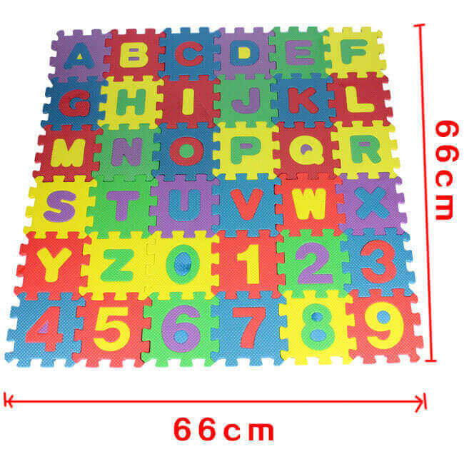 Tapis de Puzzle en Mousse Mini 36 Pièces (Tuiles d'Apprentissage de l'Alphabet et des Chiffres)