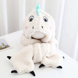 Set Invernale in Peluche DinoCozy™ 3-in-1 (Cappello con Cappuccio, Sciarpa e Tasche)