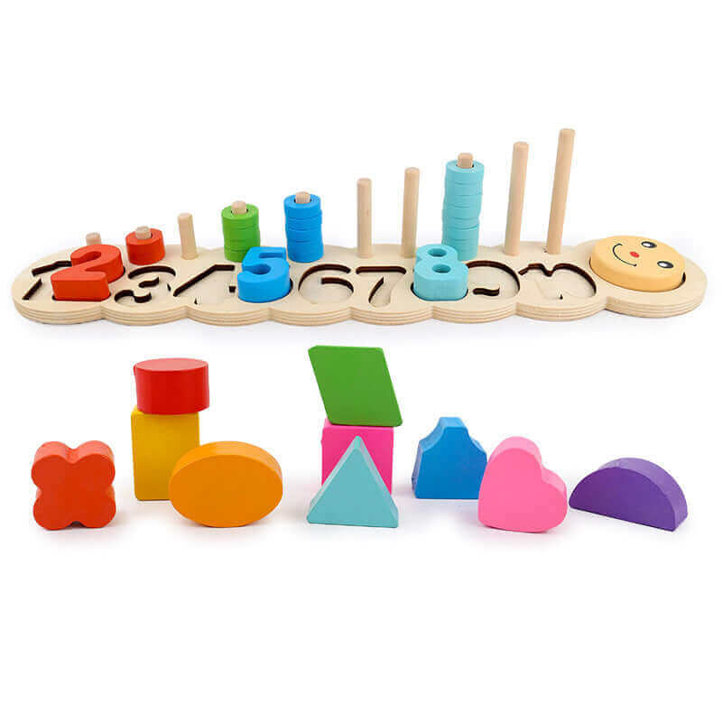 EduColor™ Montessori Wooden Math & Shape Puzzle Board (All-in-One Learning Center)
