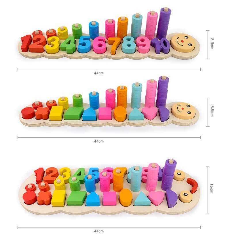 EduColor™ Montessori Wooden Math & Shape Puzzle Board (All-in-One Learning Center)