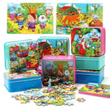 Puzzle en Bois de Découverte de la Faune dans une Boîte de Rangement (Ensemble de Puzzle de 80 Pièces)
