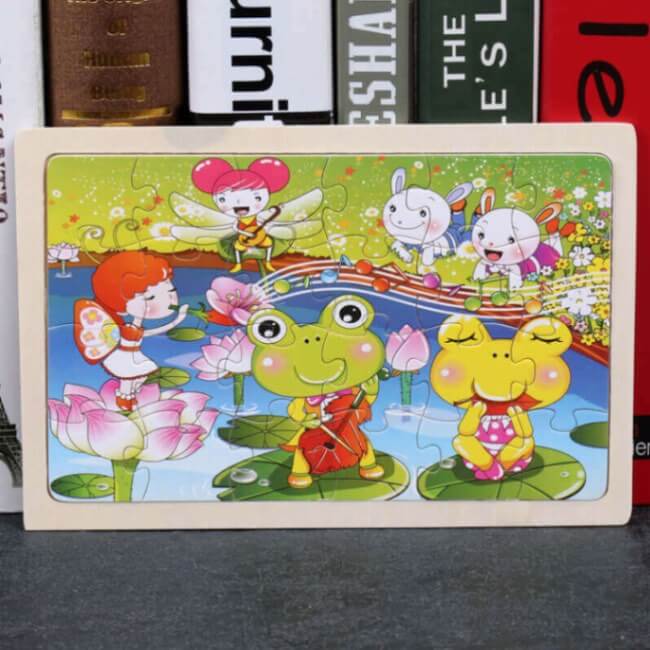 Puzzle en Bois de Découverte de la Faune dans une Boîte de Rangement (Ensemble de Puzzle de 80 Pièces)