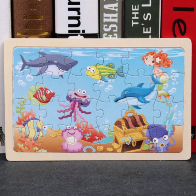 Puzzle en Bois de Découverte de la Faune dans une Boîte de Rangement (Ensemble de Puzzle de 80 Pièces)