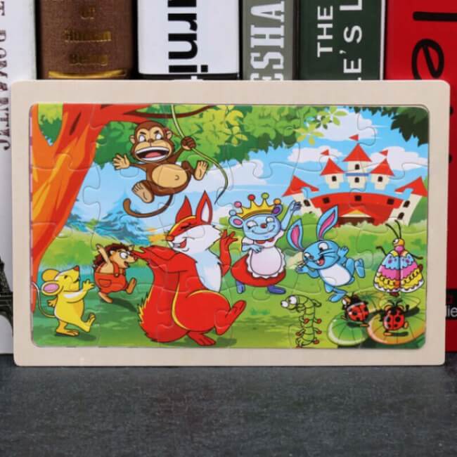 Puzzle en Bois de Découverte de la Faune dans une Boîte de Rangement (Ensemble de Puzzle de 80 Pièces)