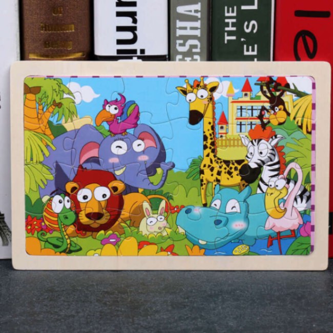 Puzzle en Bois de Découverte de la Faune dans une Boîte de Rangement (Ensemble de Puzzle de 80 Pièces)