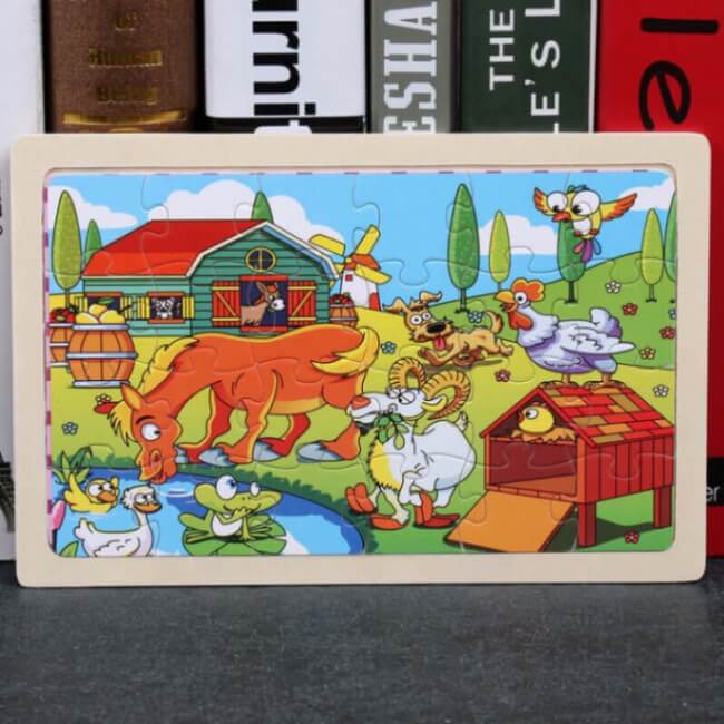 Puzzle en Bois de Découverte de la Faune dans une Boîte de Rangement (Ensemble de Puzzle de 80 Pièces)