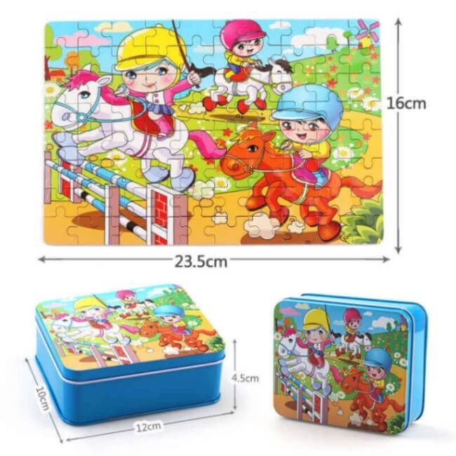 Puzzle en Bois de Découverte de la Faune dans une Boîte de Rangement (Ensemble de Puzzle de 80 Pièces)