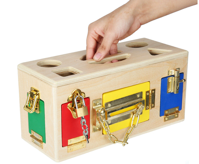 SmartLock™ Montessori - Scatola con Forme da Infilare in Legno (Giocattolo Permanenza dell'Oggetto)