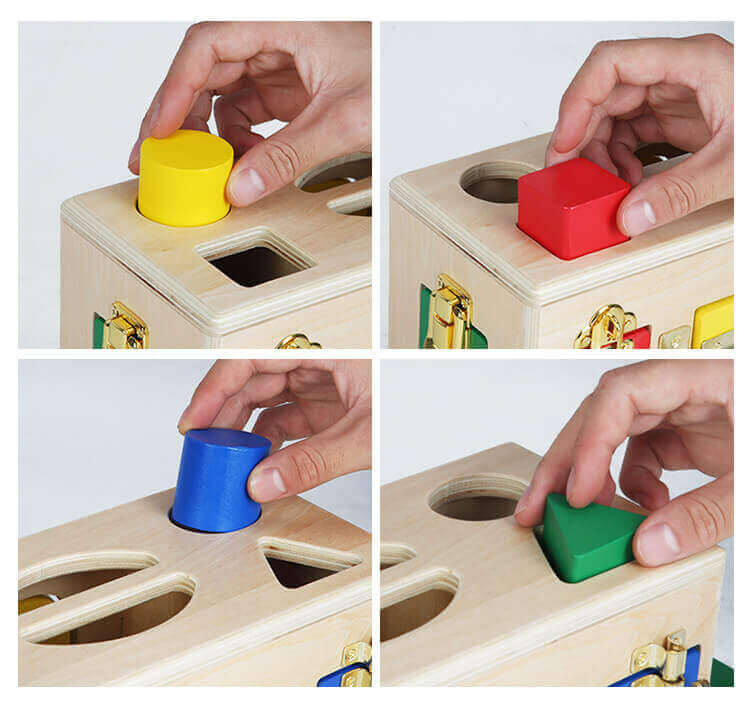 SmartLock™ Montessori - Scatola con Forme da Infilare in Legno (Giocattolo Permanenza dell'Oggetto)