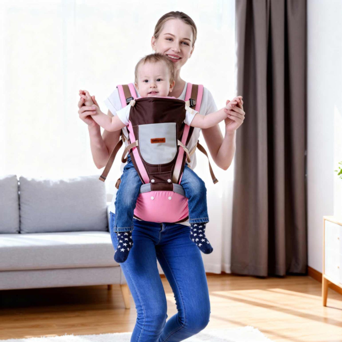 Porte-bébé ergonomique EmbraceMates™ avec siège de hanche (Position M Kangourou et soutien du dos)