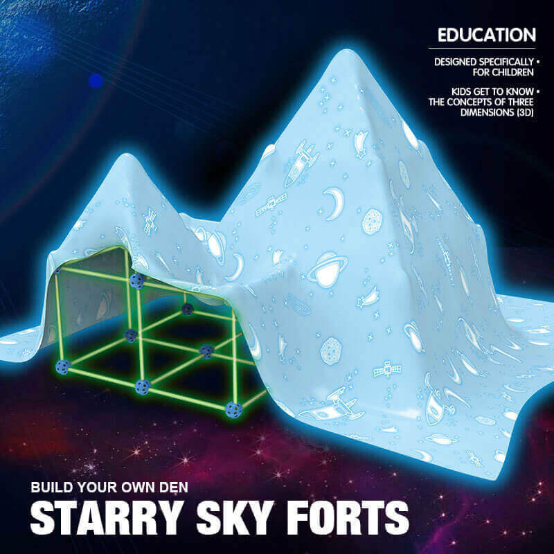 Kit de Construction de Fort Enchanté (Ensemble de Construction STEM Luminescent 155 Pièces avec Tente)