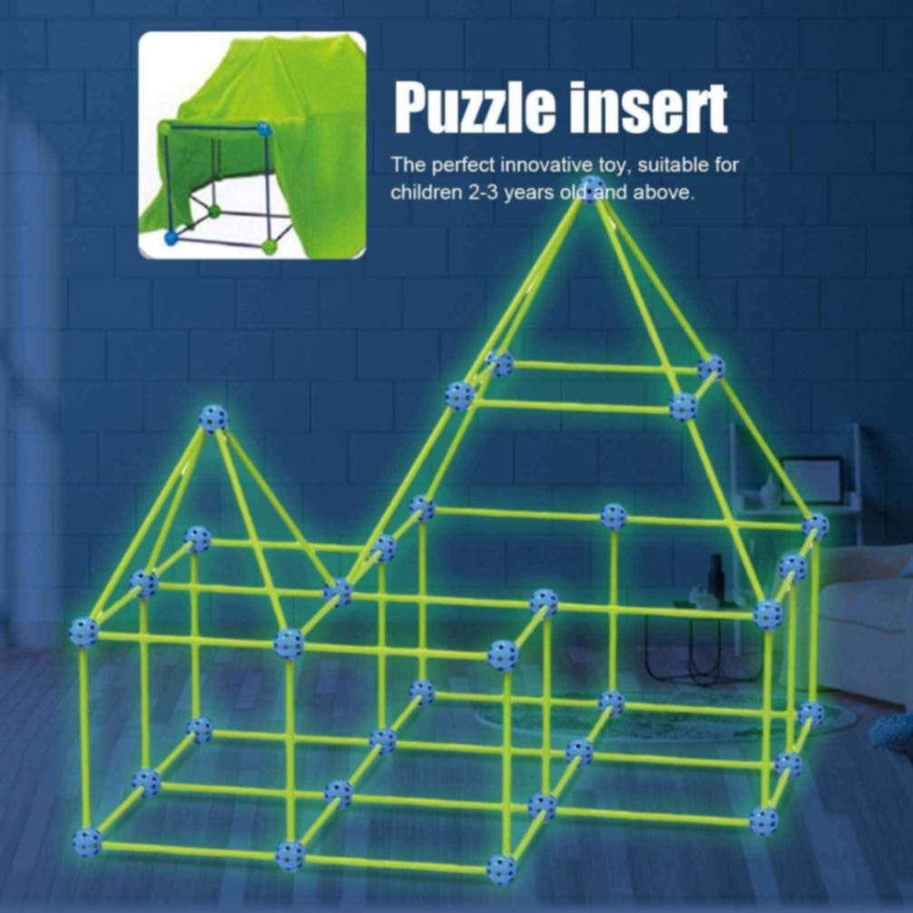 Kit de Construction de Fort Enchanté (Ensemble de Construction STEM Luminescent 155 Pièces avec Tente)