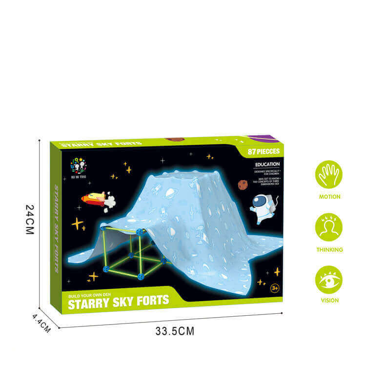 Kit de Construction de Fort Enchanté (Ensemble de Construction STEM Luminescent 155 Pièces avec Tente)