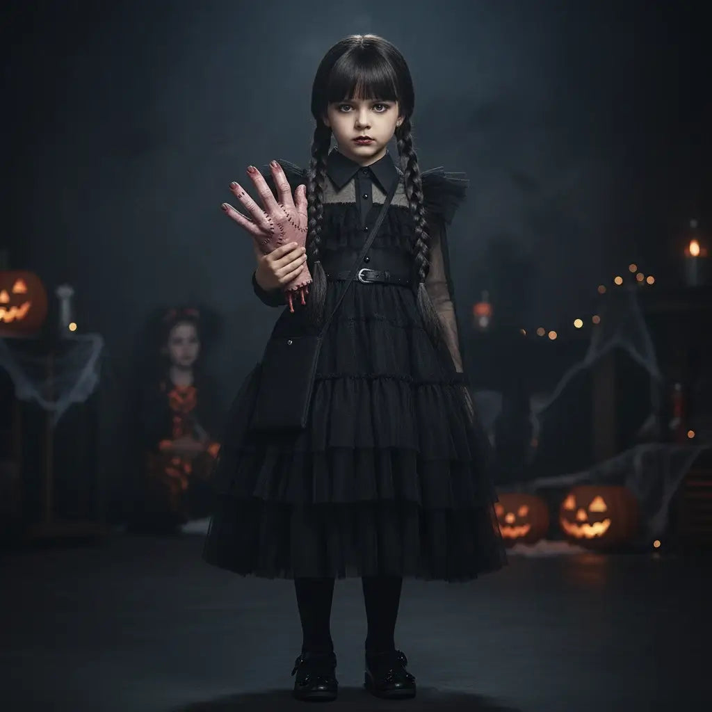 Set di Costumi di Halloween Mercoledì per Ragazze