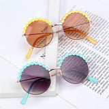 Lunettes de soleil polarisées à fleurs pour enfants avec monture métallique