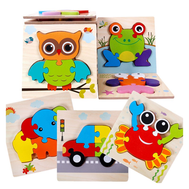 Puzzle Encastrement Montessori en Bois 10 Puzzles