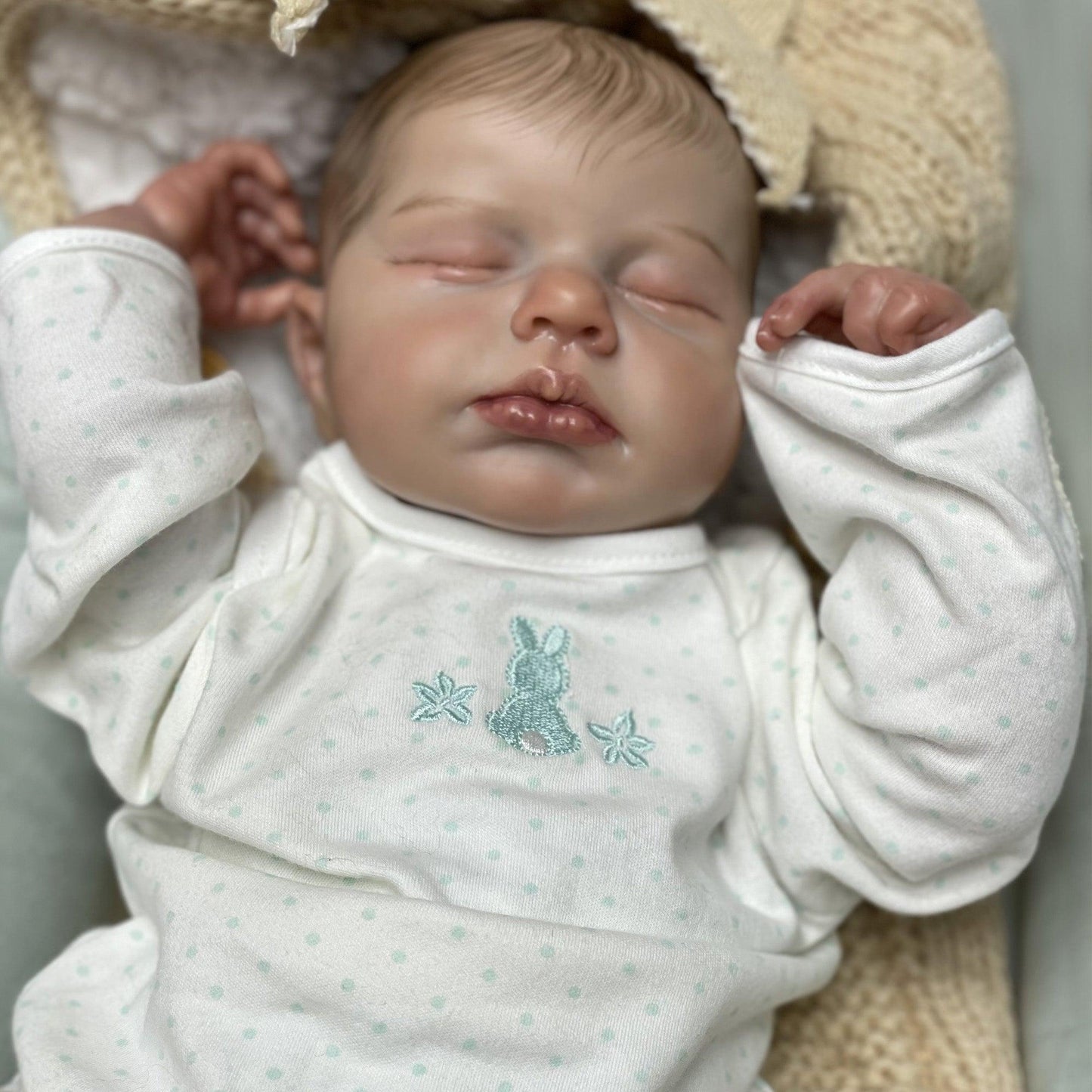 Reborn baby boy with closed eyes - Leo