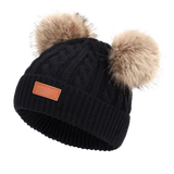Bonnet Bébé Hiver en Maille avec Double Pompons