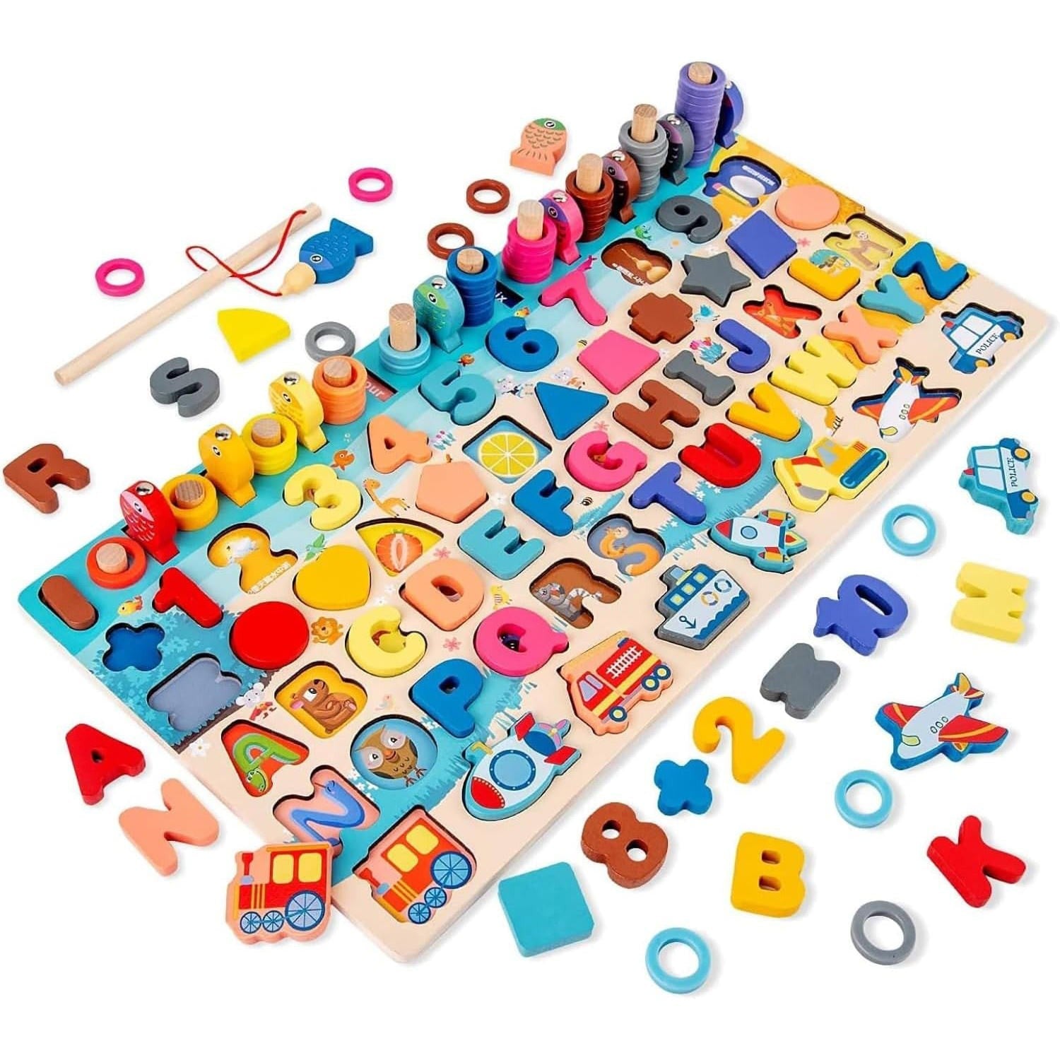 Puzzle Alfabeto, Numeri e Forme in Legno