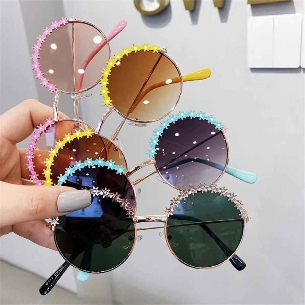 Lunettes de soleil polarisées à fleurs pour enfants avec monture métallique