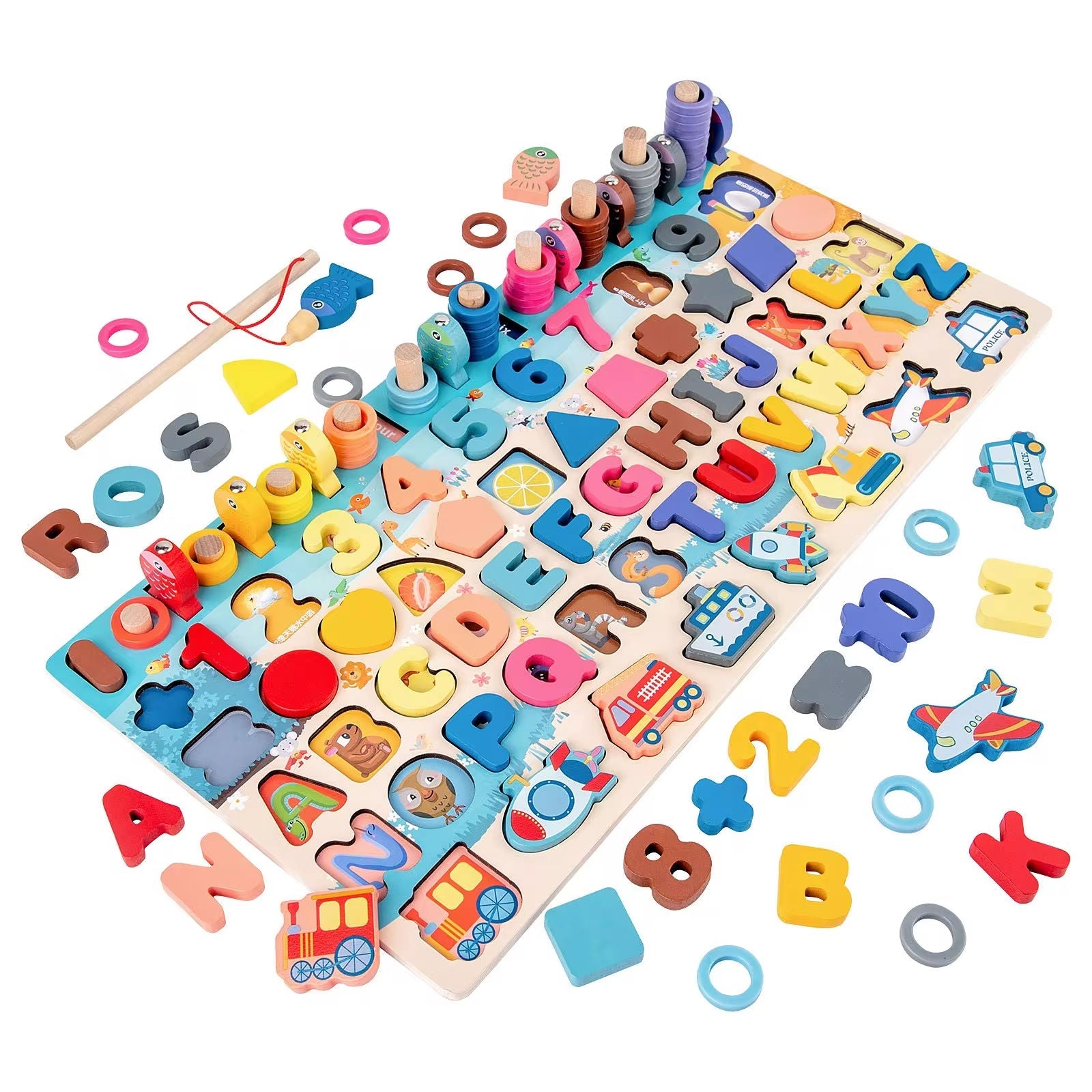 Puzzle Alfabeto, Numeri e Forme in Legno