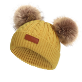 Bonnet Bébé Hiver en Maille avec Double Pompons