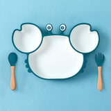 Assiette Bébé Ventouse avec Compartiments - Crabe