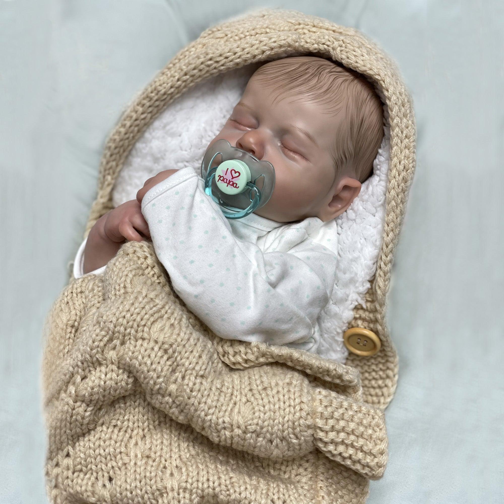 Reborn baby boy with closed eyes - Leo