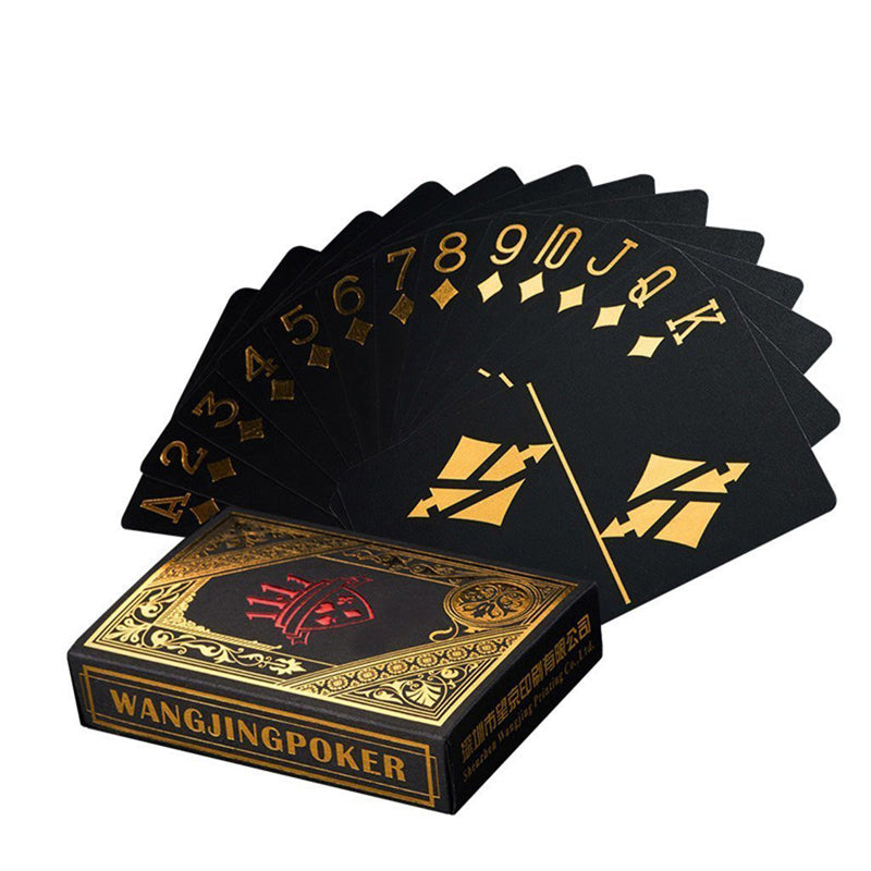 Jeu de Cartes Étanche Or/Argent et Noir