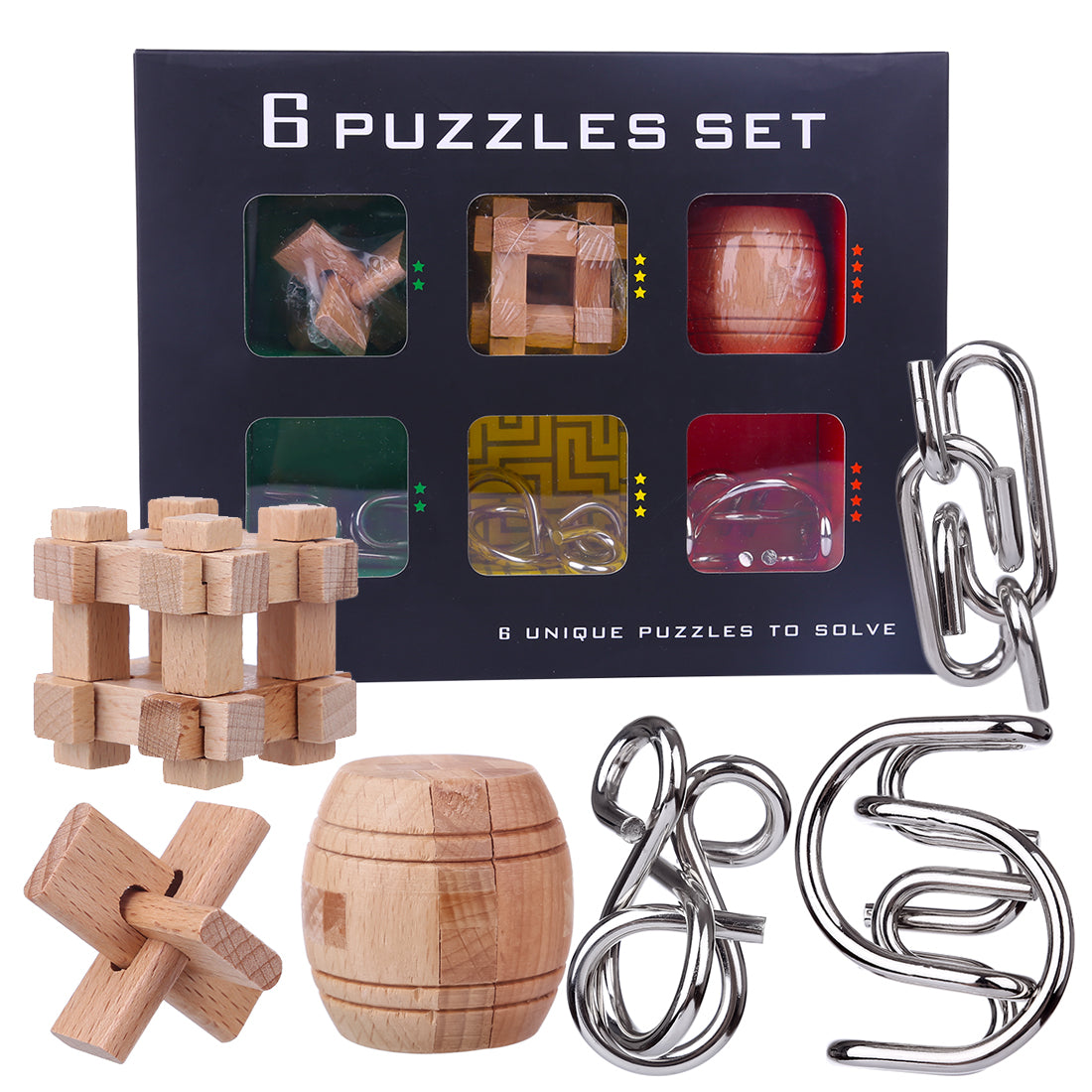Coffret Casse-tête 6 pièces Bois & Métal
