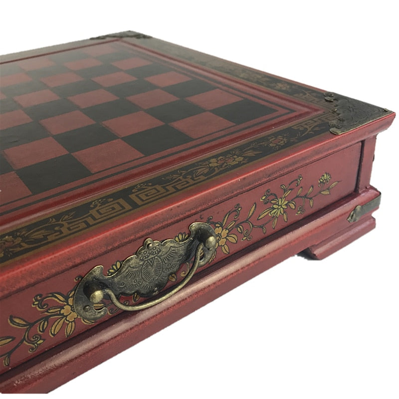 Jeu d'Échecs en Bois Sculpté