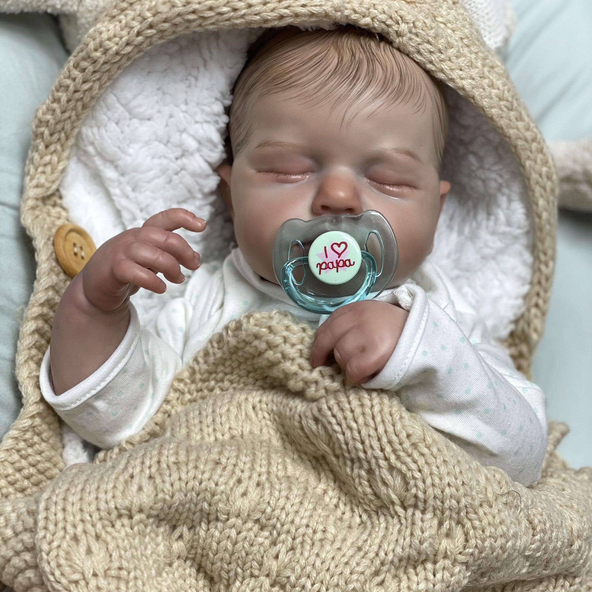 Reborn baby boy with closed eyes - Leo
