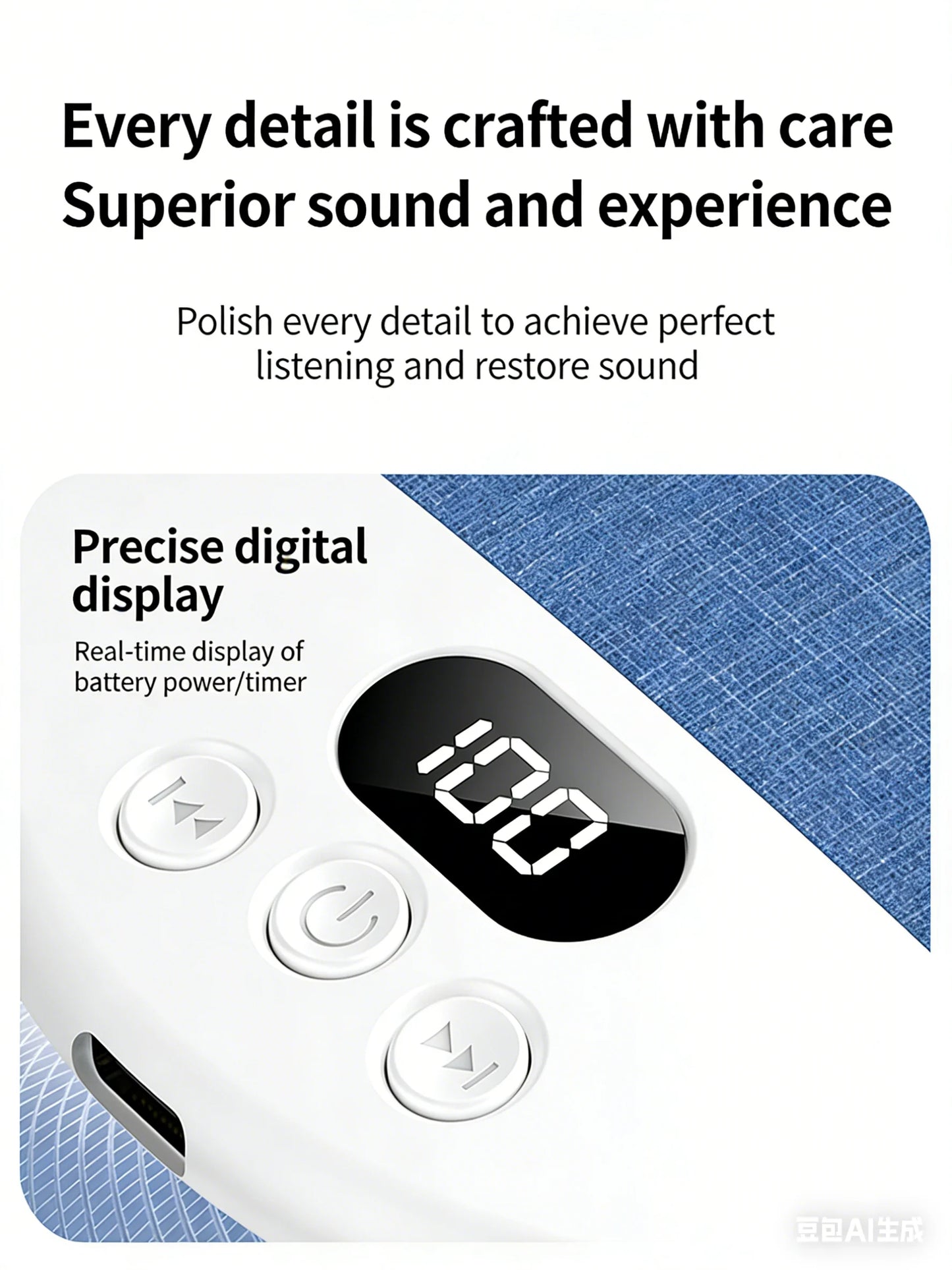 Oreiller haut-parleur à conduction osseuse – bruit blanc et musique douce, Bluetooth