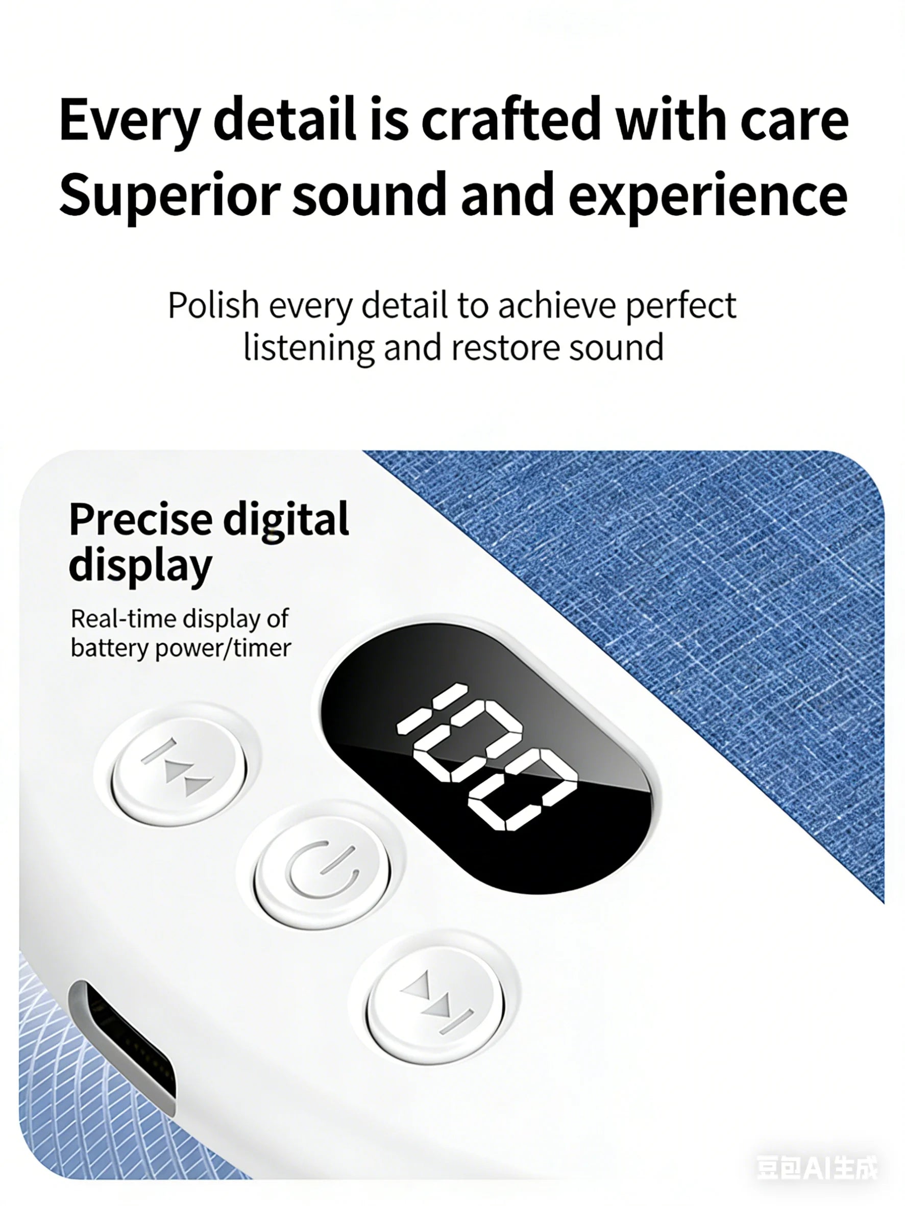 Oreiller haut-parleur à conduction osseuse – bruit blanc et musique douce, Bluetooth