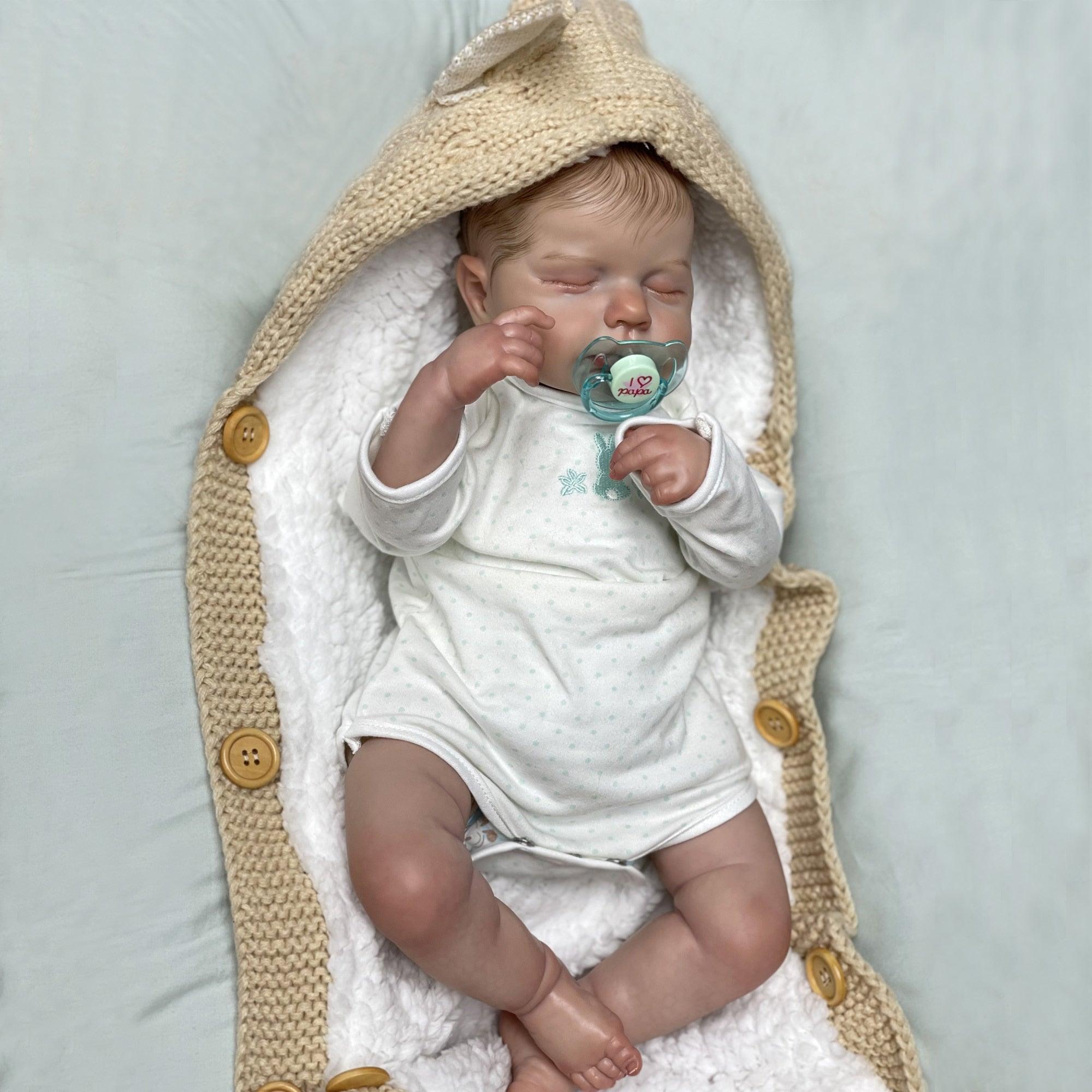 Reborn baby boy with closed eyes - Leo