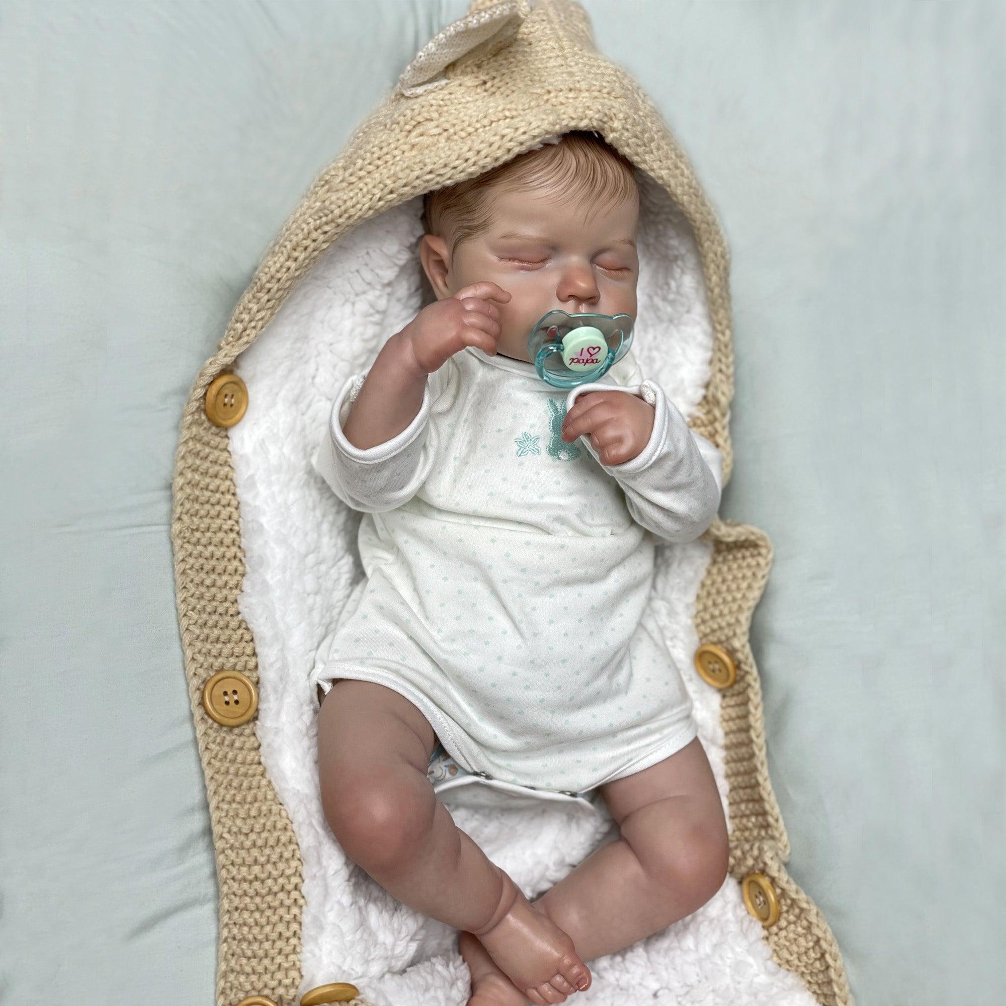 Reborn baby boy with closed eyes - Leo